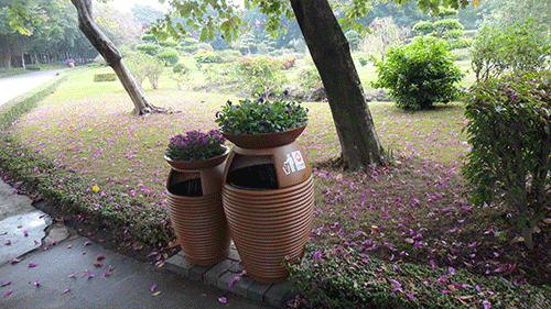  汕頭玻璃鋼花盆垃圾桶，點綴公園好環境。